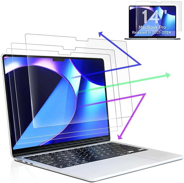 Peslv 3-Pack Anti Blue Light Screen Protector for MacBook Pro 14 Inch(2021-2026, M1, M2, M3, M4, M5), 14.2" Mac Laptop Glare Filter Uv Blocker Shield Cover Eye Protection Film - Image 1