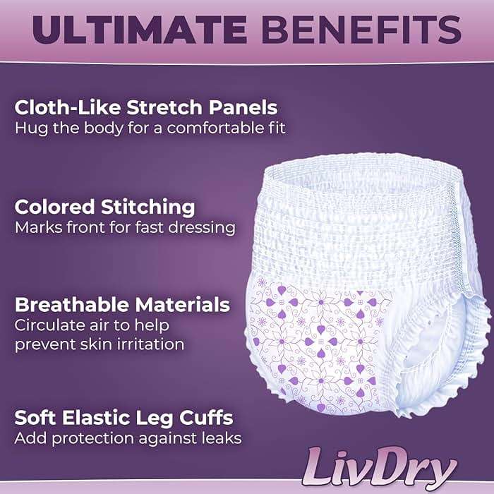 Livdry XL Adult Diapers Women Overnight, Ultimate Max Absorbency, All Day or Night Protection, Extra Large (11 Count) - Image 3
