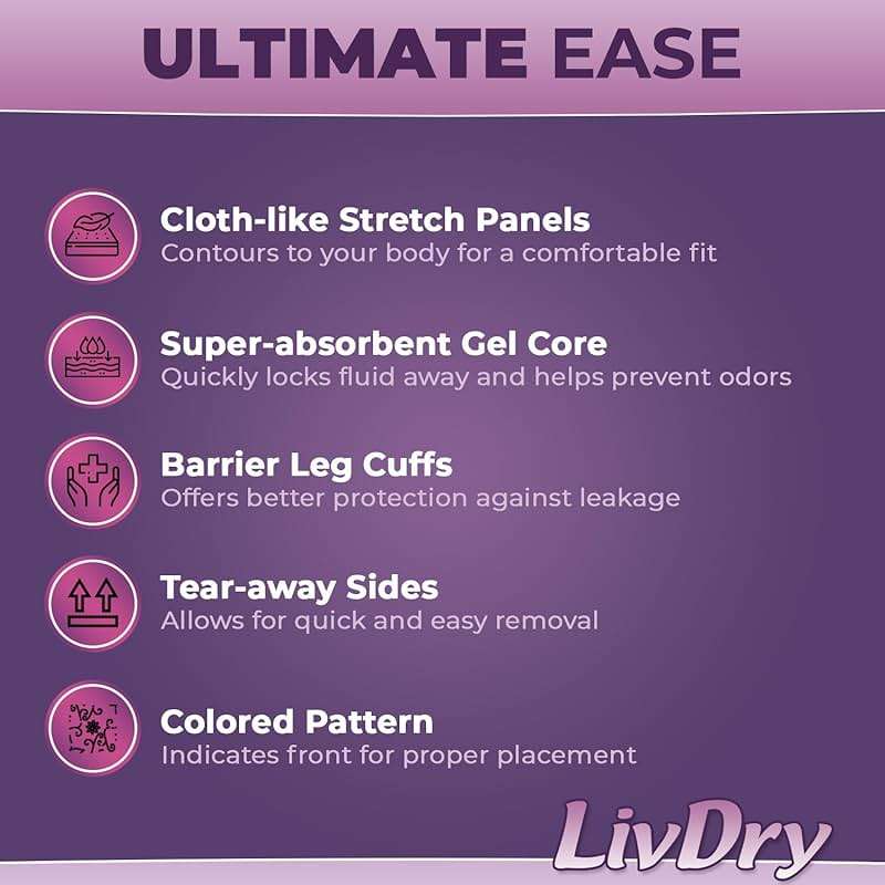 Livdry XL Adult Diapers Women Overnight, Ultimate Max Absorbency, All Day or Night Protection, Extra Large (11 Count) - Image 5