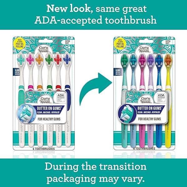 GuruNanda Butter On Gums Toothbrush, ADA Accepted, With 8000+ Ultra Soft Softex Bristles for Sensitive & Receding Gums, Perfect for Whiter Teeth, 6 Ct - Image 2