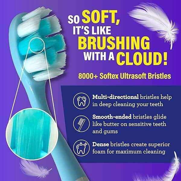 GuruNanda Butter On Gums Toothbrush, ADA Accepted, With 8000+ Ultra Soft Softex Bristles for Sensitive & Receding Gums, Perfect for Whiter Teeth, 6 Ct - Image 4