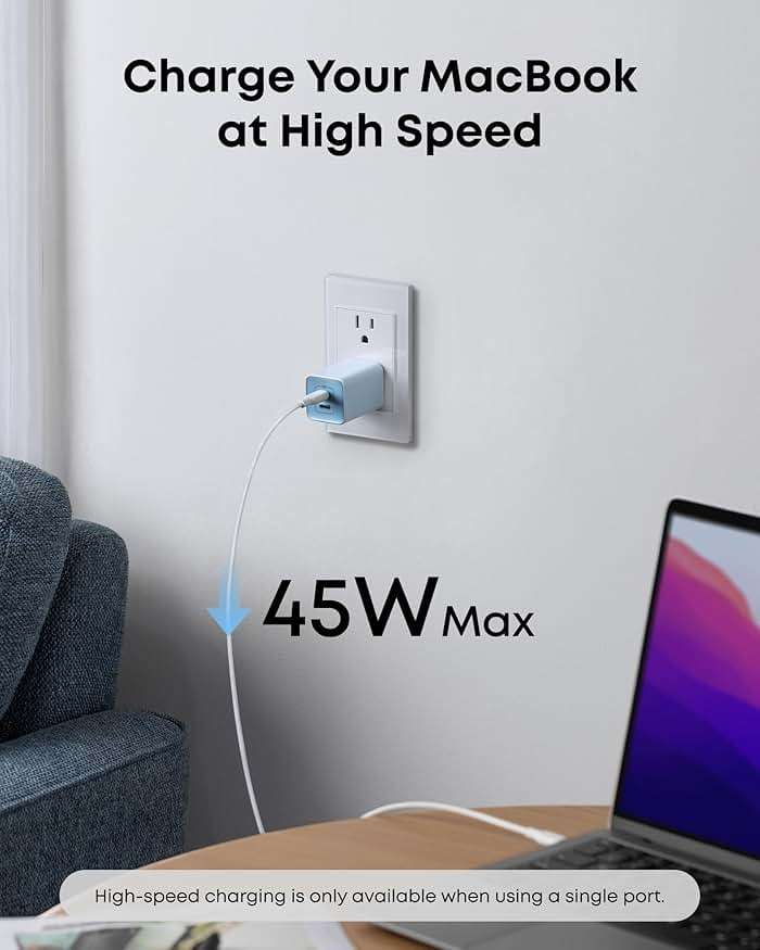 Anker Nano 47W Fast Charger USB C, 2-Port Compact Foldable USB C GaN Charger for iPhone 17/16, Galaxy, Pixel, Compatible with MagSafe (Black) - Image 5
