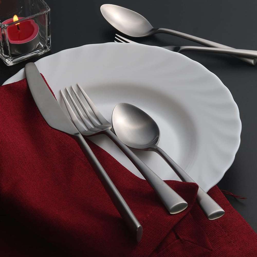 Alata Bailey 20-Piece Forged Stainless Steel Flatware Set Cutlery Set,Service for 4,Matte Satin Finish,Dishwasher Safe… - Image 7