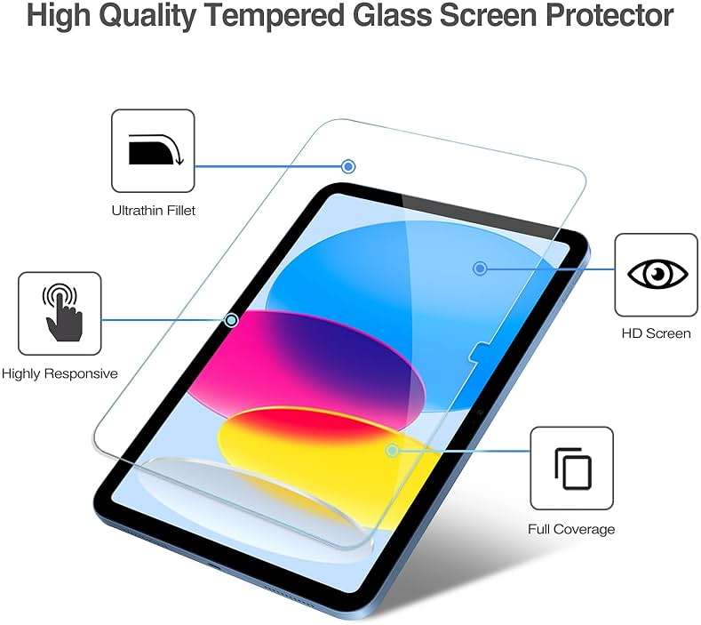 ProCase 2 Pcs Screen Protector for iPad A16 2025 11th Generation 11 Inch/iPad 10th 2022 10.9 Inch, Tempered Glass Film Guard -Clear - Image 4