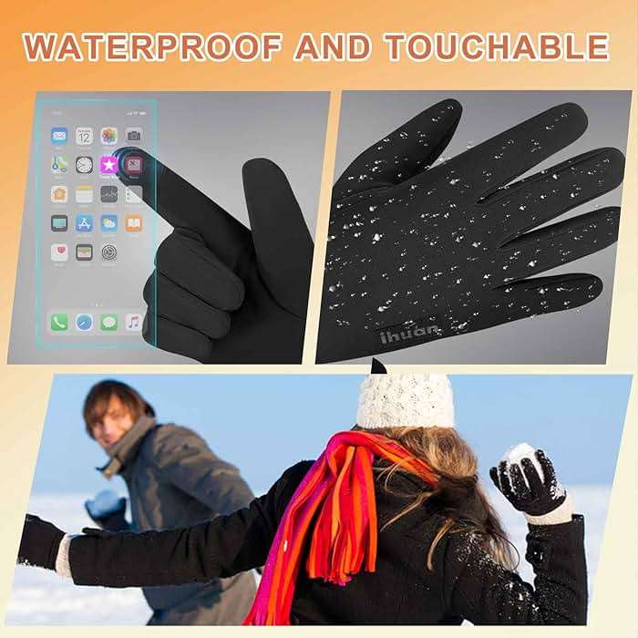 ihuan Winter Waterproof Gloves Cold Weather - Snow Ski Windproof for Men Women, Warm Touchscreen Thermal for Running Cycling - Image 4