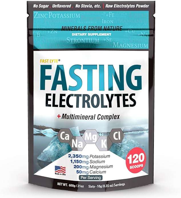 Fast Lyte Fasting Electrolyte Supplement Powder | No Sugar Unflavored Raw Electrolytes | 25% RDI Magnesium and Potassium with Trace Minerals | Carnivore & Keto Friendly | Sugar Free Fasting Salts - Image 1