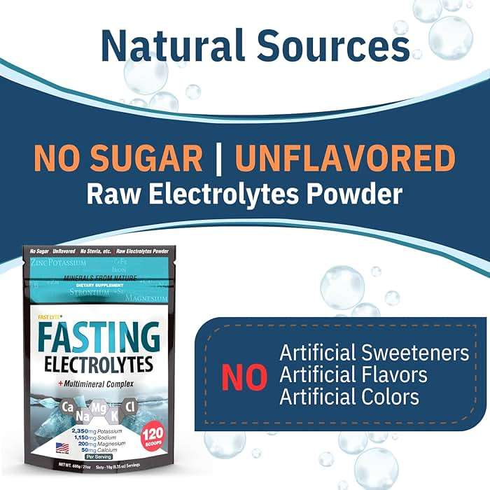 Fast Lyte Fasting Electrolyte Supplement Powder | No Sugar Unflavored Raw Electrolytes | 25% RDI Magnesium and Potassium with Trace Minerals | Carnivore & Keto Friendly | Sugar Free Fasting Salts - Image 2