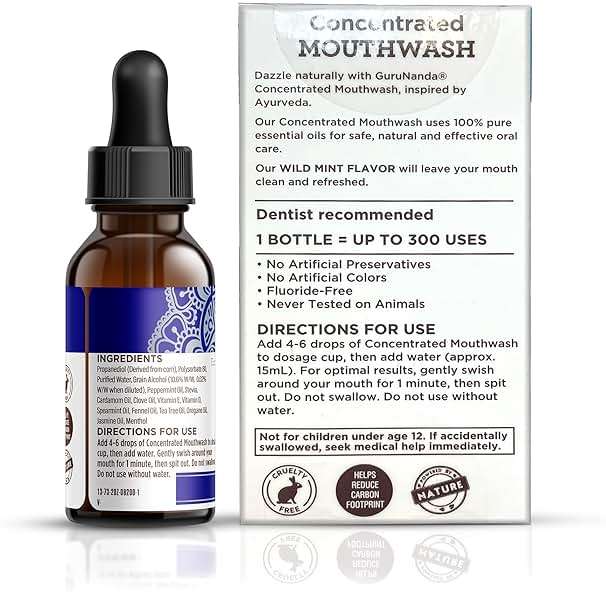 GuruNanda Concentrated Mouthwash (2 fl oz), Supports 300 Rinses, Aids in Fresh Breath, Fluoride-Free, Mint Mouthwash with Natural Essential Oils - Image 8