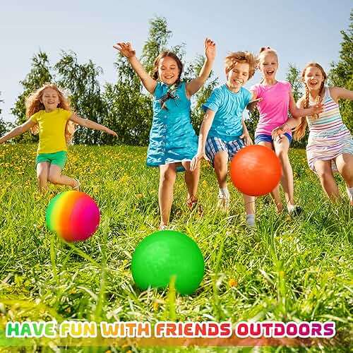 Vinsot 12 Pack Playground Balls Bulk with Hand Pump, Kickball and Inflatable Colorful Soft Bouncy Ball for PE Class, Recess, Field Day, Backyard Indoor Outdoor Games - Image 6