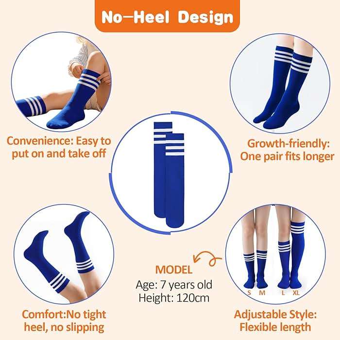 American Trends Toddler Kids Youth Soccer Socks-Long Knee High Socks for Boys Girls Baseball Softball Football 1-12 years - Image 5