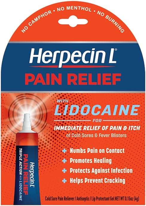 Herpecin-L Pain Relief Treatment for Cold Sores and Fever Blisters, with Lidocaine, numbs Pain and Itch, Protects Against Infection, 0.15 oz - Image 1