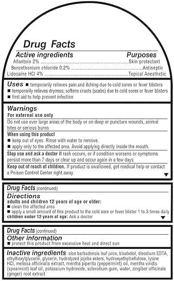 Herpecin-L Pain Relief Treatment for Cold Sores and Fever Blisters, with Lidocaine, numbs Pain and Itch, Protects Against Infection, 0.15 oz - Image 2