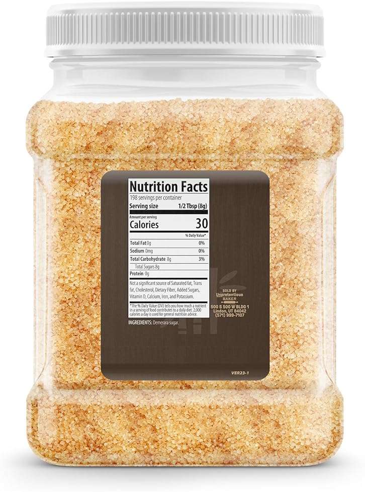 Unpretentious Demerara Sugar 3.5 Pounds, Food Storage, Raw First-Pressed Sugarcane Crystals For Drinks & Baking - Image 2