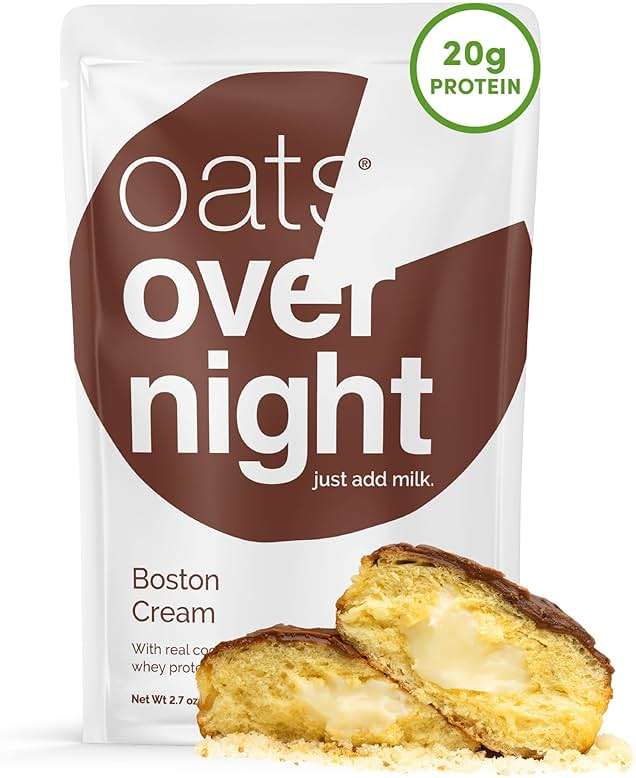 Oats Overnight Boston Cream - Overnight Oats with 20g Protein, High Fiber Breakfast Protein Shake - Gluten Free Oatmeal, Non GMO High Protein Oatmeal (2.7 oz per meal) (8 Pack) - Image 1