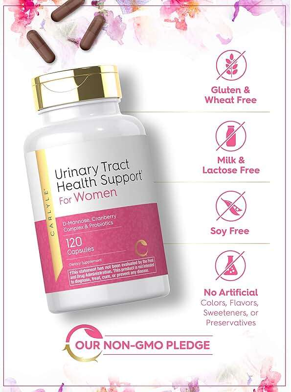 Carlyle Urinary Tract Health for Women | 120 Capsules | Relief for Women | with D-Mannose, Cranberry Complex & Probiotics | Non-GMO, Gluten Free - Image 4
