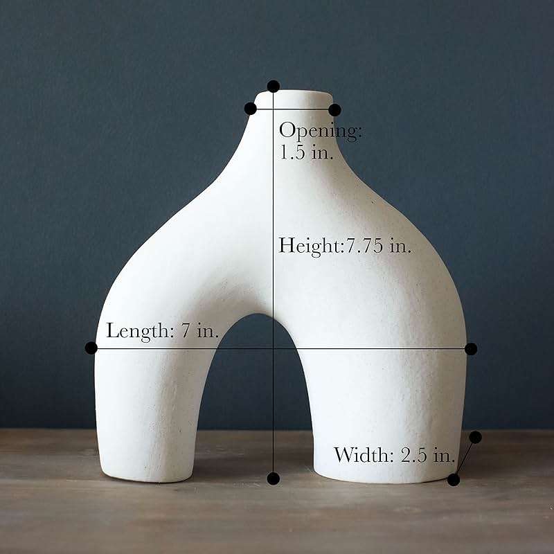 Carrot's Den Donut Vase, Set of 2 - White Large Ceramic Vase - Minimalist Nordic, Hollow | Table Centerpiece, Olive Plant, Wedding, Living Room, Bookshelf, Office, Modern Home, Entryway, Console - Image 2