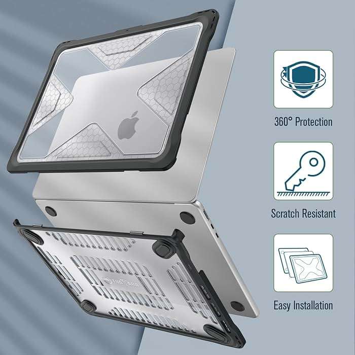 Fintie Case for MacBook Air 13.6 Inch A3449 A3240 A3113 A2681 (2022 2023 2024 2025 2026 Release) - Heavy Duty Rugged Hard Shell Case Cover for MacBook Air 13 Inch M2 M3 M4 M5 Chip, Clear - Image 3