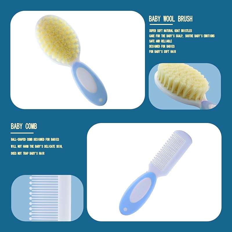 VZAYQUPXY Baby Grooming Kit, Baby Essentials for Newborns, Portable Baby Care Kit, Contains Baby Nail Clippers, Baby Comb, Baby Brush, Baby Ear Wax Removal Tool and More (10 in 1) (Blue) - Image 4