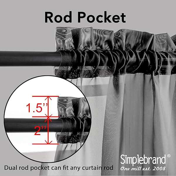 Simplebrand Black Sheer Curtains 84 Inches Long, Light Filtering Rod Pocket Solid Color Window Sheer Curtain Panels, Elegant Curtains & Drapes for Living Room, Bedroom 2 Panels (Black, 42" W x 84" L) - Image 4