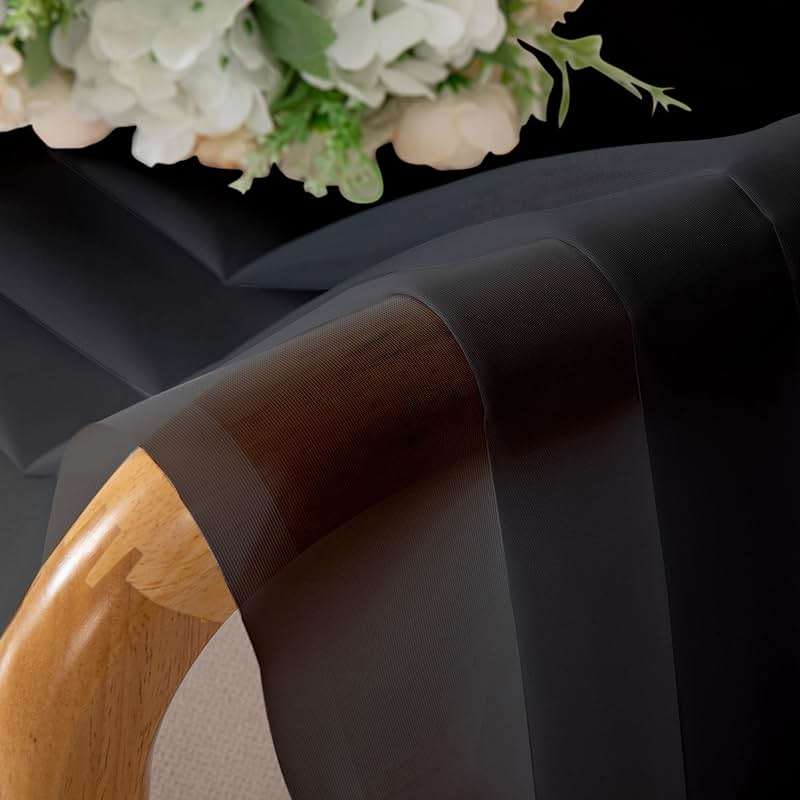 Simplebrand Black Sheer Curtains 84 Inches Long, Light Filtering Rod Pocket Solid Color Window Sheer Curtain Panels, Elegant Curtains & Drapes for Living Room, Bedroom 2 Panels (Black, 42" W x 84" L) - Image 6