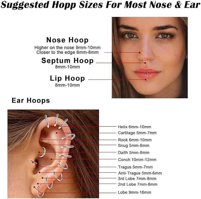Jstyle 5Pcs 18G 16G Surgical Steel Nose Rings Hoop for Women Opal CZ Clicker Hinged Septum Nose Ring Lip Helix Cartilage Hoop Earring Daith Rook Conch Piercing Jewelry for Women 8mm 10mm - Image 5