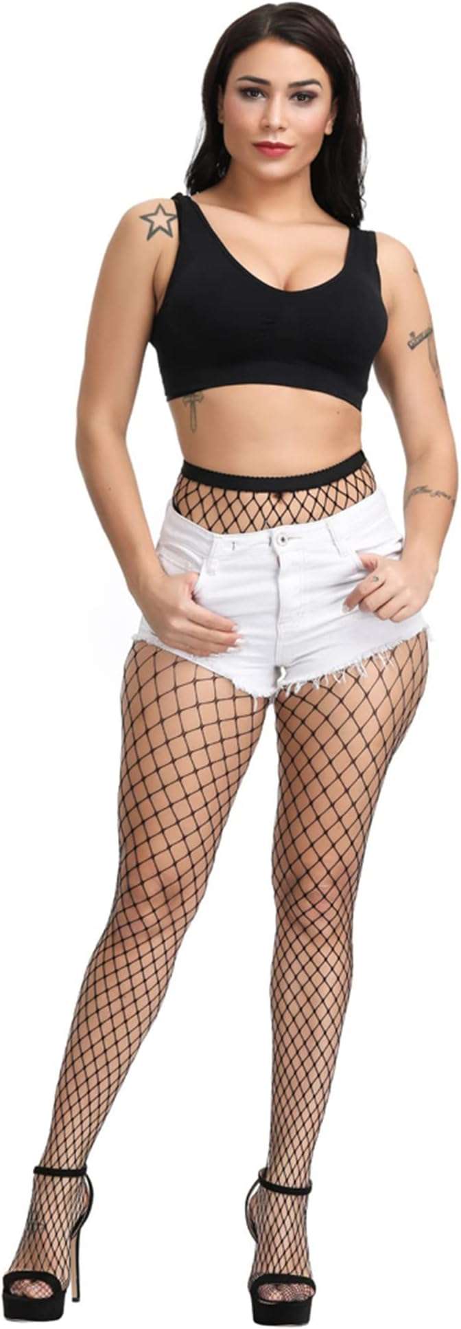 Henwarry Women's Fishnet Stockings Thigh High Wide Fishnet Tights - Image 3