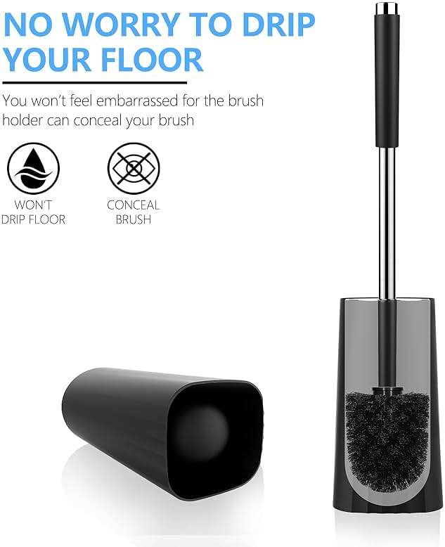 SetSail Toilet Brush, Compact Size Toilet Bowl Brush and Holder Toilet Brushes for Bathroom with Stainless Steel Handle Toilet Cleaner Brush with Durable Scrubbing Bristles, Splash-Proof - Image 6