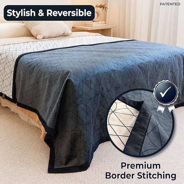 victoria.orton Waterproof King Size Blanket for Bed – 108x90 Inch – Pet Hair Resistant Blanket for Small to Large Dogs – Washable, Leakproof, Reversible Bedspread for Bed Protection – Blue/White - Image 3
