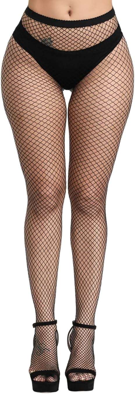 Henwarry Women's Fishnet Stockings Thigh High Wide Fishnet Tights - Image 1