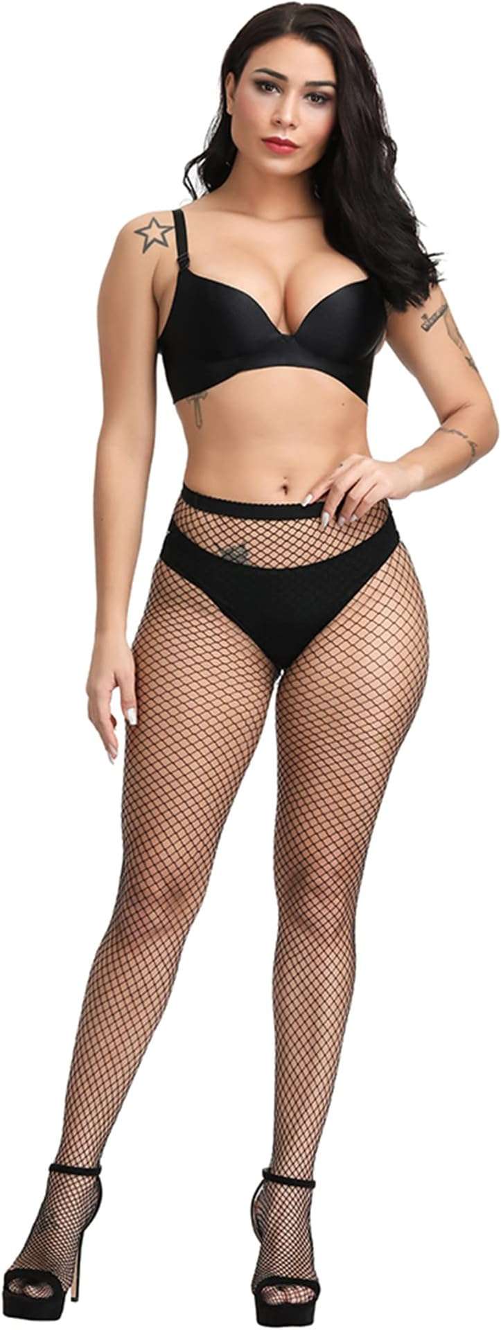 Henwarry Women's Fishnet Stockings Thigh High Wide Fishnet Tights - Image 2