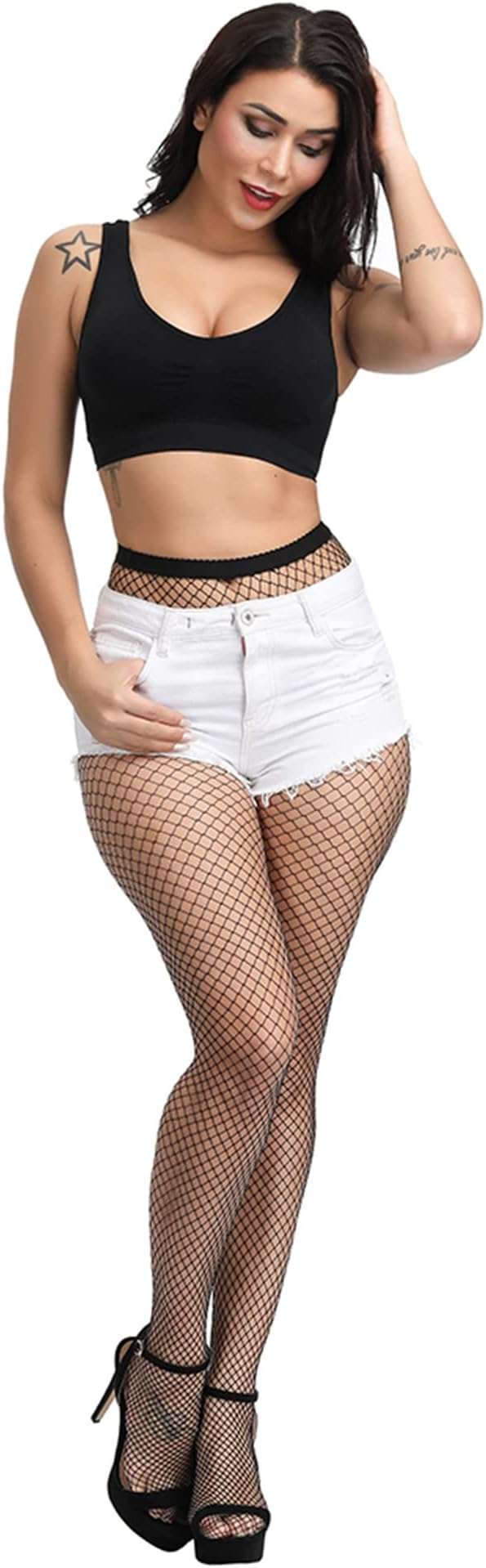 Henwarry Women's Fishnet Stockings Thigh High Wide Fishnet Tights - Image 3