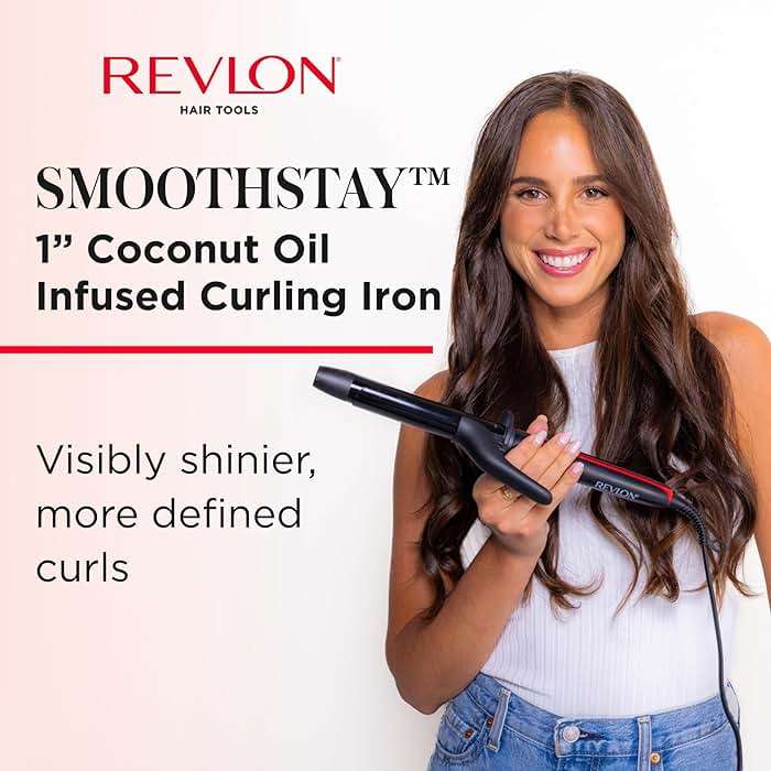 REVLON SmoothStay 1 Inch Curling Iron, Coconut Oil Infused Ceramic Curling Wand with Tourmaline Ionic Technology, Tight Bouncy Curls, Enhanced Shine, Reduced Frizz - Image 2