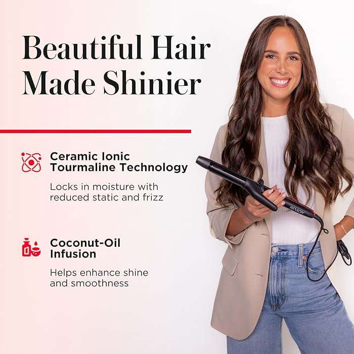 REVLON SmoothStay 1 Inch Curling Iron, Coconut Oil Infused Ceramic Curling Wand with Tourmaline Ionic Technology, Tight Bouncy Curls, Enhanced Shine, Reduced Frizz - Image 3