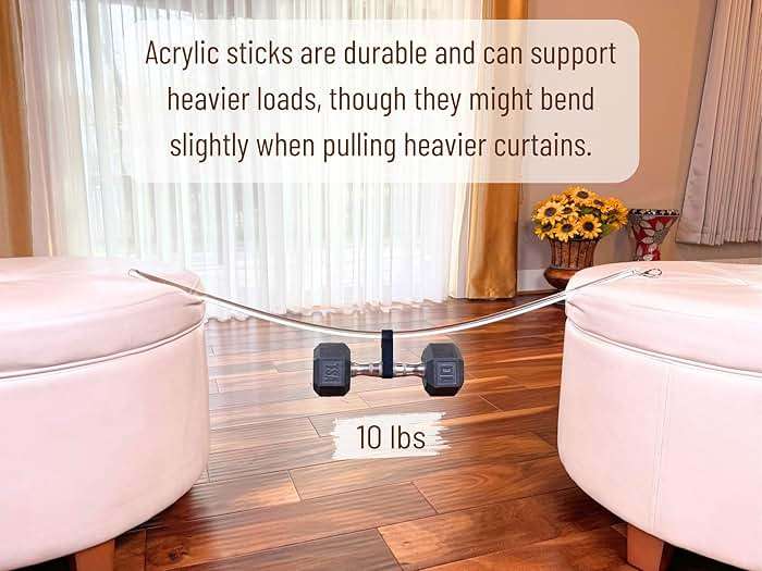 OooWow 36 inch (4 Pack) All Clear Acrylic Curtain Pull Wand - Clear Drapery Pull Rod for Opening-Closing Curtains. Versatile Curtain Wand - Invisible Drapery Wand - (36 Inch) - Image 2