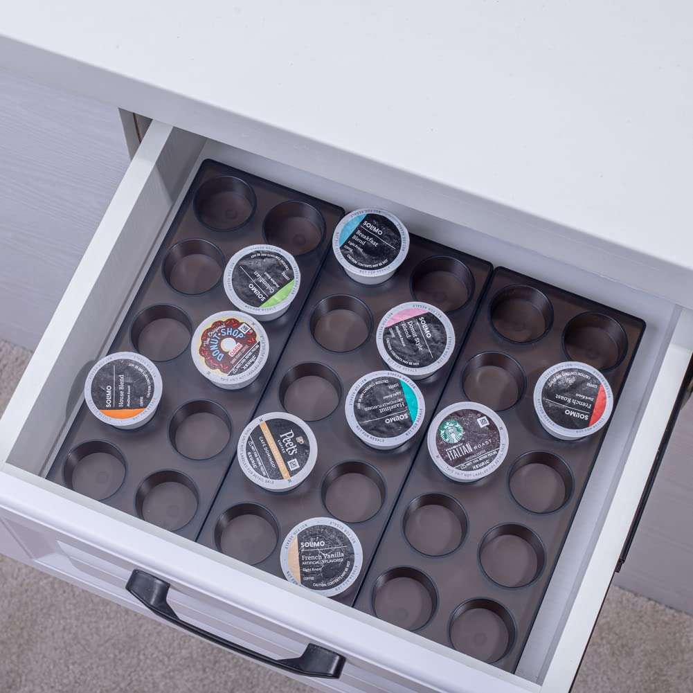 wobivcs Coffee Pod Storage Organizer for Kitchen Drawer Holders 20 K CUP, Premium Plastic Tray With Non-slip mat - Image 1