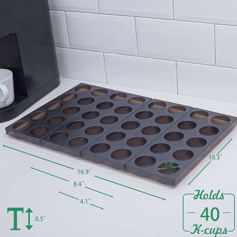 wobivcs Coffee Pod Storage Organizer for Kitchen Drawer Holders 20 K CUP, Premium Plastic Tray With Non-slip mat - Image 2