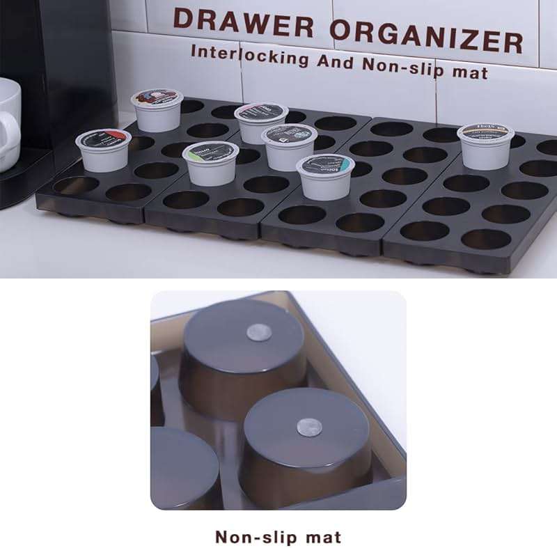 wobivcs Coffee Pod Storage Organizer for Kitchen Drawer Holders 20 K CUP, Premium Plastic Tray With Non-slip mat - Image 4