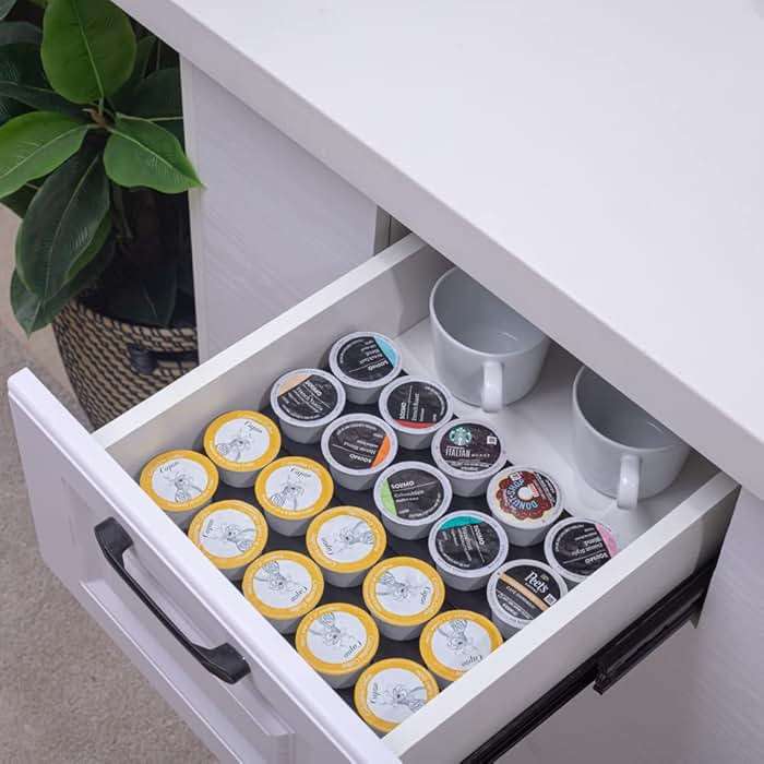 wobivcs Coffee Pod Storage Organizer for Kitchen Drawer Holders 20 K CUP, Premium Plastic Tray With Non-slip mat - Image 6