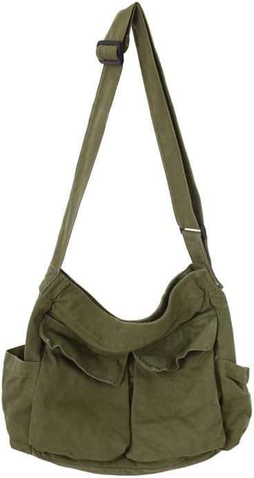 Canvas Messenger Bag Large Crossbody Bag with Multiple Pockets Canvas Shoulder Tote Bag for Women and Men - Image 1