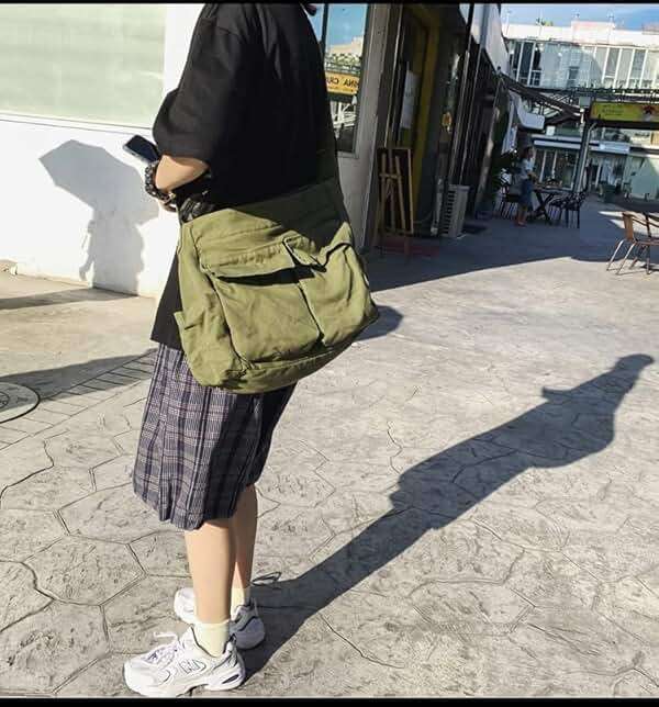 Canvas Messenger Bag Large Crossbody Bag with Multiple Pockets Canvas Shoulder Tote Bag for Women and Men - Image 5