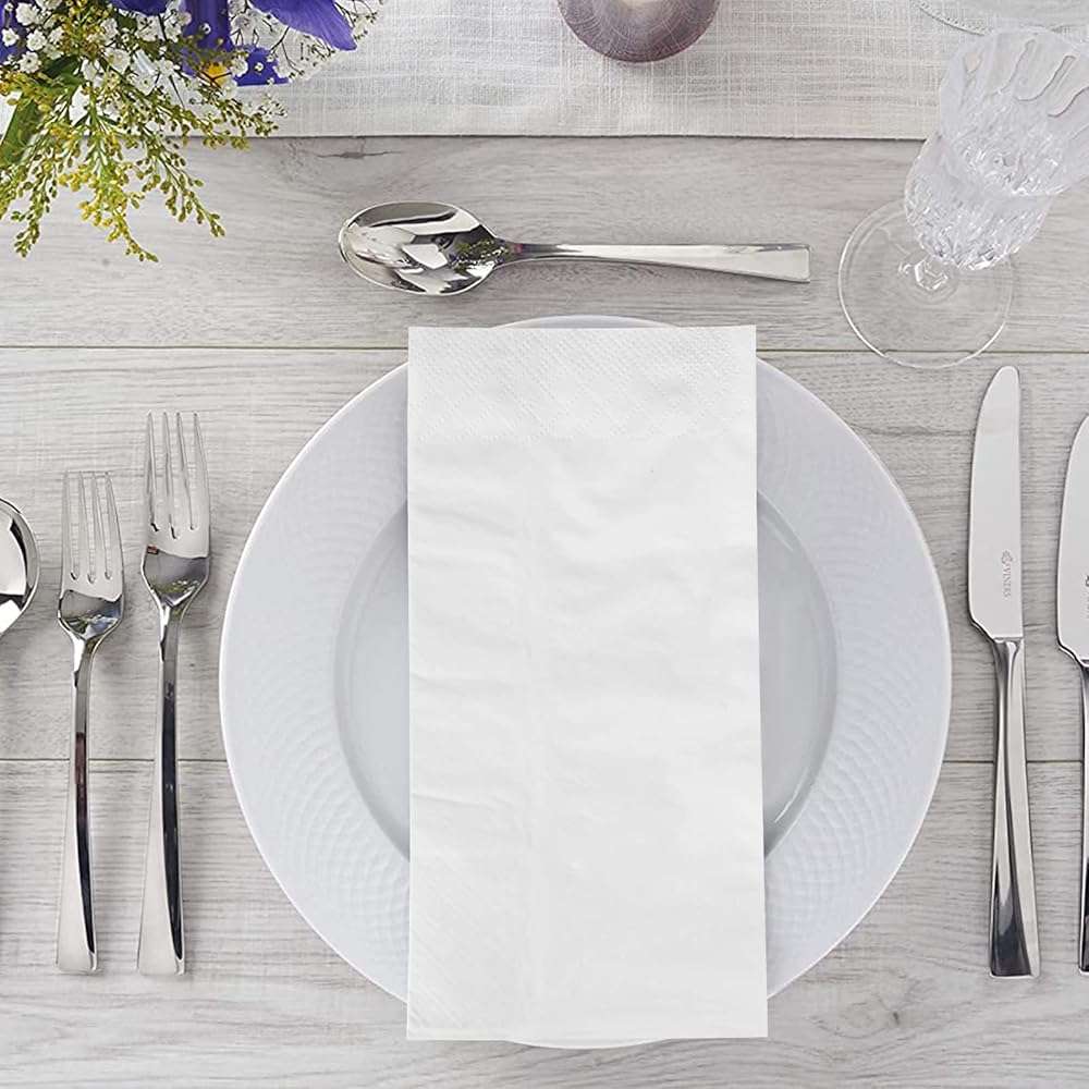 1/8 Fold 100 Pack Paper Napkins Guest Towels Disposable, Premium Quality 2-ply Dinner Napkins Disposable Soft, Absorbent, Party Napkins Wedding Napkins for Kitchen, Dinners or Events - Image 4