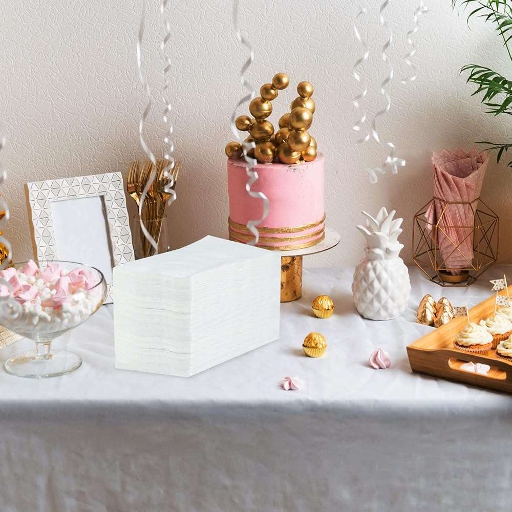 1/8 Fold 100 Pack Paper Napkins Guest Towels Disposable, Premium Quality 2-ply Dinner Napkins Disposable Soft, Absorbent, Party Napkins Wedding Napkins for Kitchen, Dinners or Events - Image 6