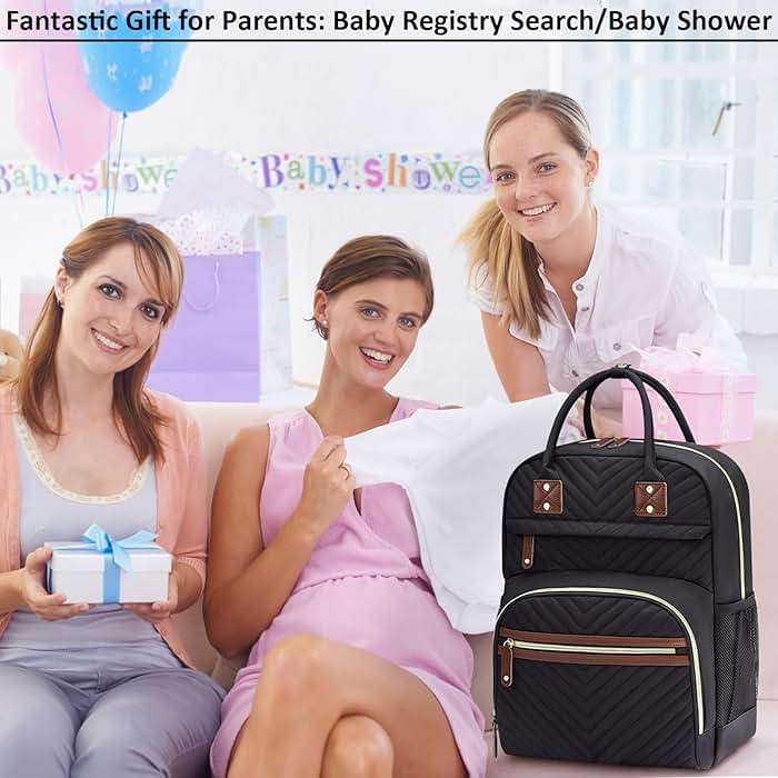Tenot Diaper Bag Backpack for Women Large Capacity with Insulated Pockets Multifunctional Diaper Bags For Baby Girl Boy Waterproof Baby Bags For Mama Maternity Travel Bag Black - Image 2