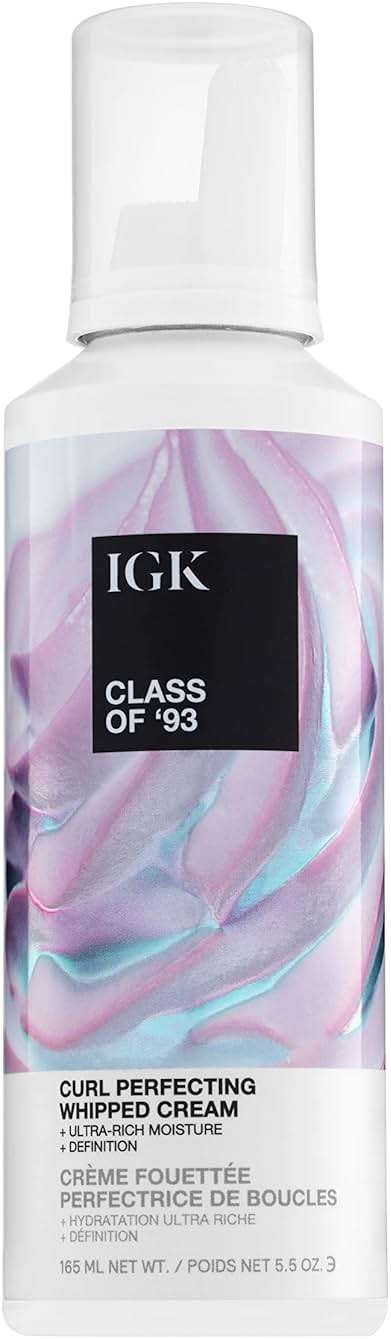 IGK Class of '93 Curl Cream - Whipped Leave-In Conditioner & Curl Defining Styler for Curly, Wavy & Coily Hair, with 10 Butters & Oils, Silicone-Free, Vegan & Cruelty-Free, 5.5 Oz - Image 1