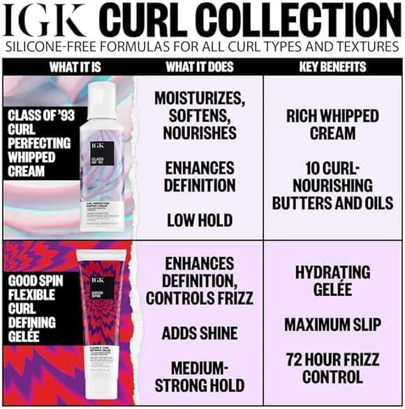 IGK Class of '93 Curl Cream - Whipped Leave-In Conditioner & Curl Defining Styler for Curly, Wavy & Coily Hair, with 10 Butters & Oils, Silicone-Free, Vegan & Cruelty-Free, 5.5 Oz - Image 4
