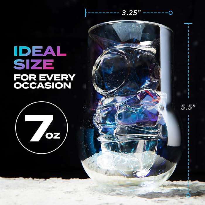 NASA Astronaut Glasses - 7 oz Set of 2 Double Wall Iridescent Drinkware with NASA symbol and Artemis Patch - Unique Glassware for Space Enthusiasts - Keeps Drinks Cold Longer - Image 2