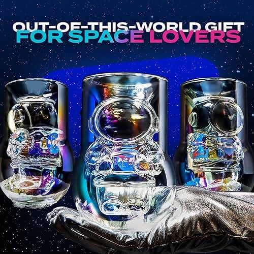 NASA Astronaut Glasses - 7 oz Set of 2 Double Wall Iridescent Drinkware with NASA symbol and Artemis Patch - Unique Glassware for Space Enthusiasts - Keeps Drinks Cold Longer - Image 6