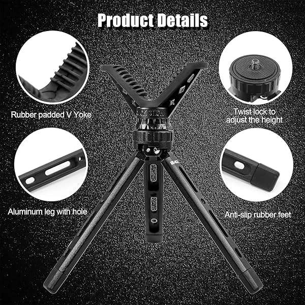 BZTAC Portable Rifle & Pistol Shooting Rest - All Aluminum Compact Mini Rapid Pocket Shooting Stick Stand with 360 Rotation V Yoke Holder - Image 3