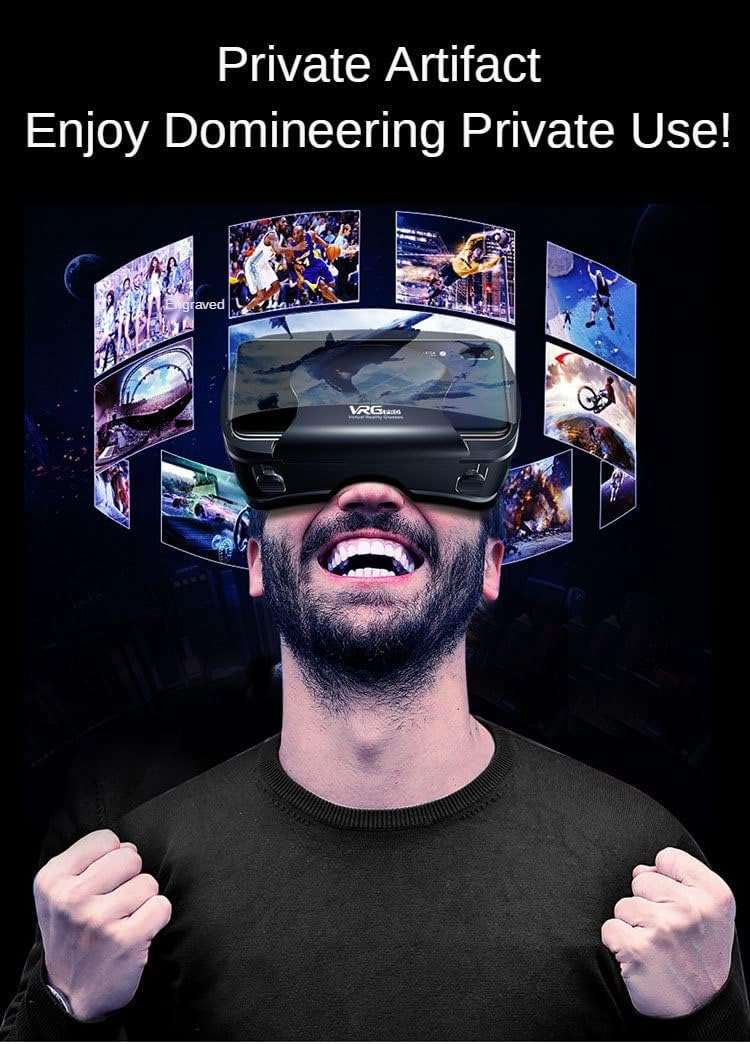 NEWSTYP 5~7inch VRG Pro 3D VR Glasses Virtual Reality Full Screen Visual Wide-Angle VR Glasses Box for 5 to 7 inch Smartphone Eyeglasses with Remote Control (Black Basic) - Image 2
