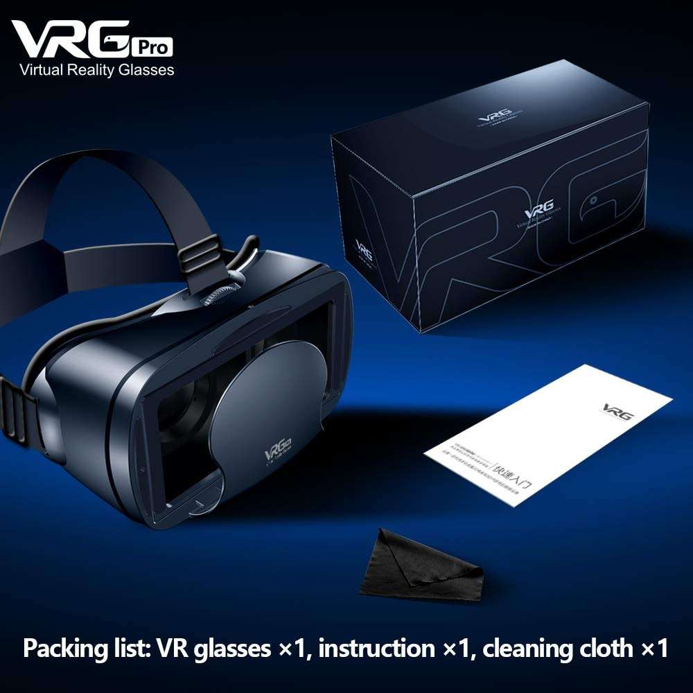 NEWSTYP 5~7inch VRG Pro 3D VR Glasses Virtual Reality Full Screen Visual Wide-Angle VR Glasses Box for 5 to 7 inch Smartphone Eyeglasses with Remote Control (Black Basic) - Image 3